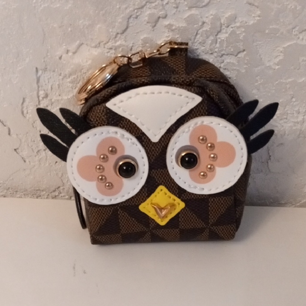 Cute Owl Key & Card Holder - Brown and Yellow